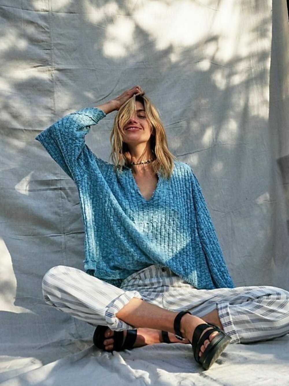 Free People Baja Babe Hacci Knit Sweater Hoodie Slouchy Relaxed Fit Top Cover Up